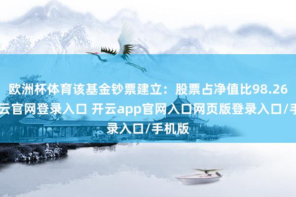 欧洲杯体育该基金钞票建立：股票占净值比98.26%-开云官网登录入口 开云app官网入口网页版登录入口/手机版