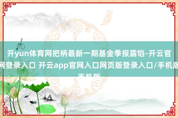 开yun体育网把柄最新一期基金季报露馅-开云官网登录入口 开云app官网入口网页版登录入口/手机版