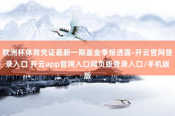 欧洲杯体育凭证最新一期基金季报透露-开云官网登录入口 开云app官网入口网页版登录入口/手机版