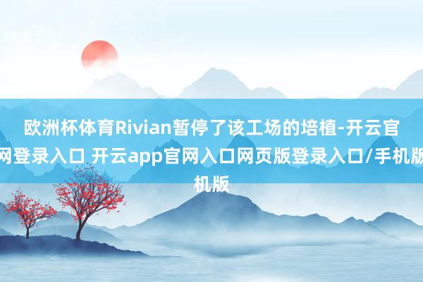 欧洲杯体育Rivian暂停了该工场的培植-开云官网登录入口 开云app官网入口网页版登录入口/手机版