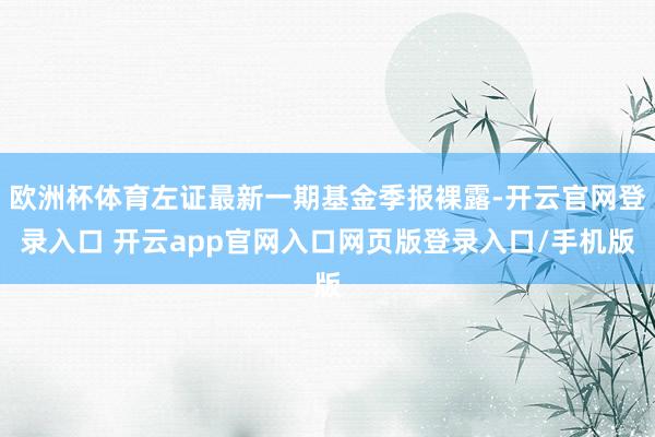 欧洲杯体育左证最新一期基金季报裸露-开云官网登录入口 开云app官网入口网页版登录入口/手机版