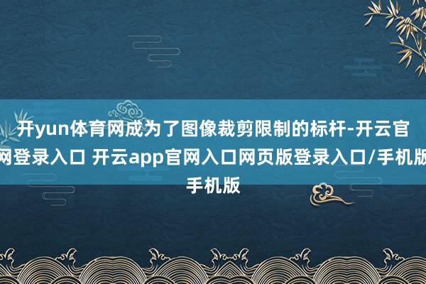开yun体育网成为了图像裁剪限制的标杆-开云官网登录入口 开云app官网入口网页版登录入口/手机版