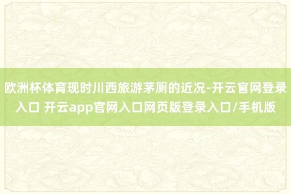 欧洲杯体育现时川西旅游茅厕的近况-开云官网登录入口 开云app官网入口网页版登录入口/手机版